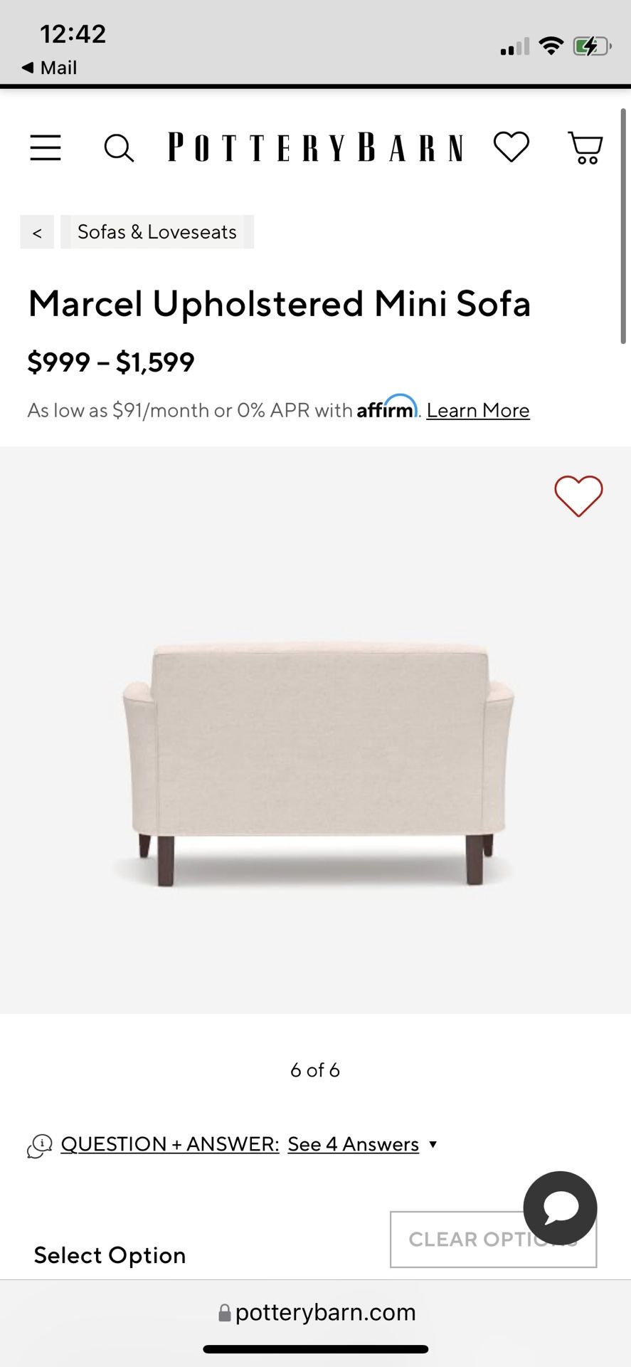 Marcel upholstered 2024 mini sofa