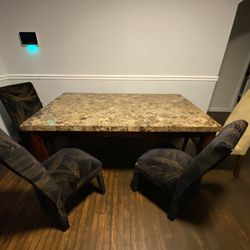 Real Marble Dining room Table Plus Chairs