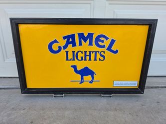 Vintage 80s Camel Lights Sign Original Metal Signage Pump Topper