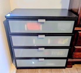 Wooden Dresser with 4 smoked glass drawers