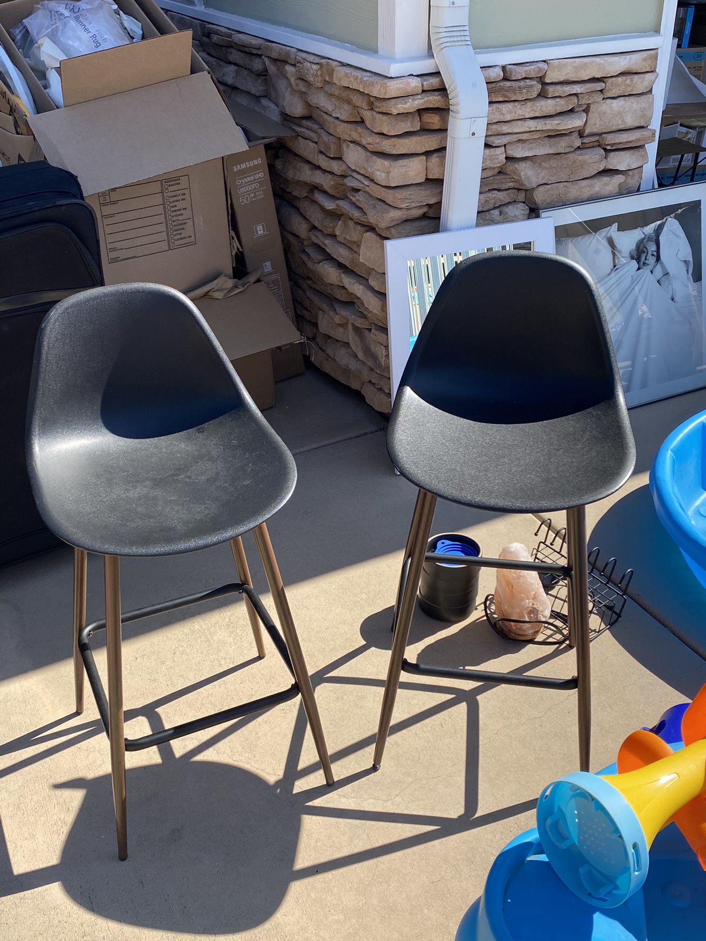 Two Black Bar Stools