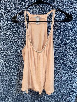 H&M Beaded Halter Racer Back Tank Top Blush