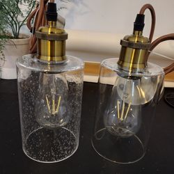 2 hardwired pendant light fixtures