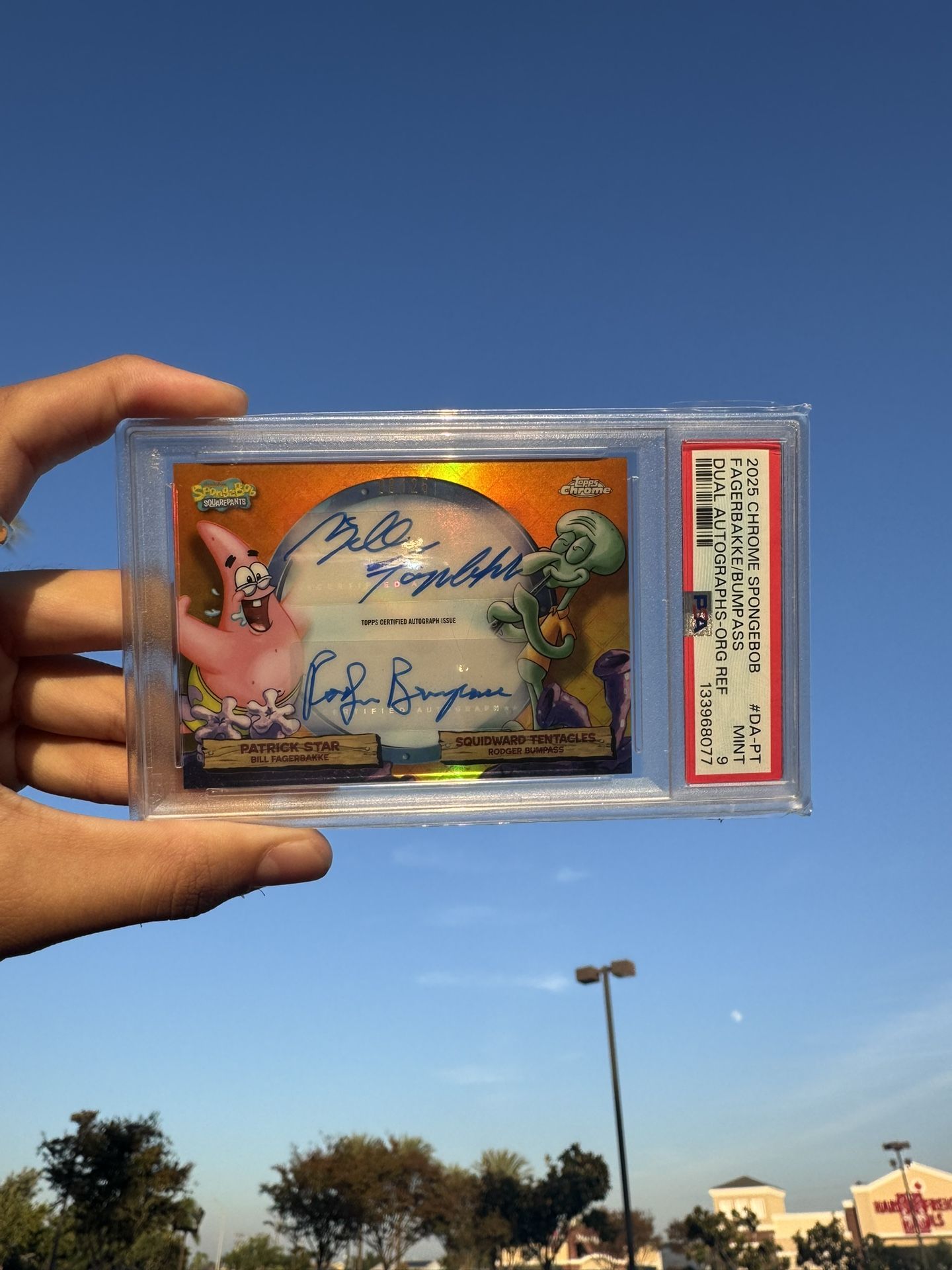 2025 TOPPS CHROME SPONGEBOB FAGERBAKKE/BUMPASS DUAL AUTOGRAPHS (08/25) #DA-PT PSA 9