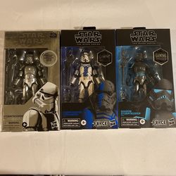 Carbonized graphite storm trooper storm trooper commander and shadow storm trooper Star Wars black series