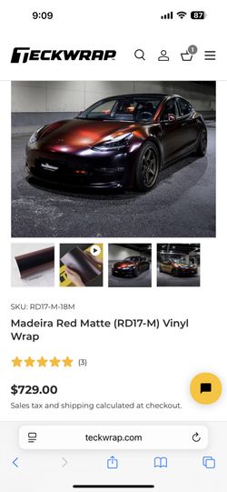 Madeira Red Matte Vinyl Wrap