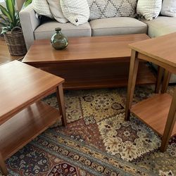 Dania Wood Castle Riviera Coffee Table and End & Side Table Set Solid Maple(3 Pcs)