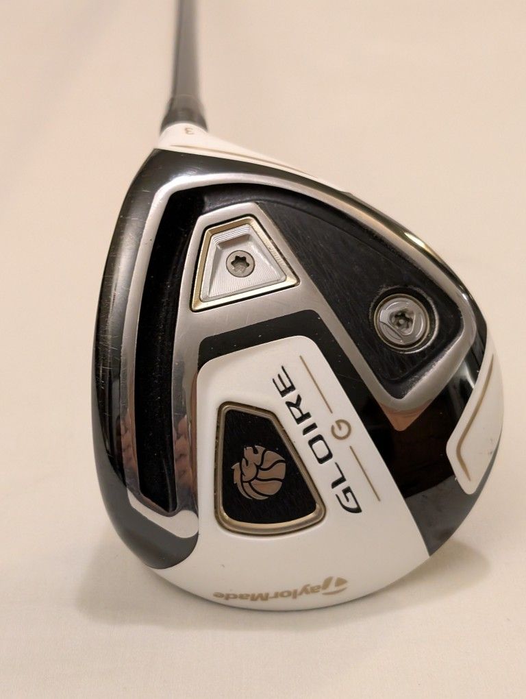 RH MINT TAYLORMADE GLOIRE #3 WOOD 15* ADJUSTABLE GL5000 R. FLEX FUJIKURA GRAPHITE SHAFT W/ GLOIRE GRIP 