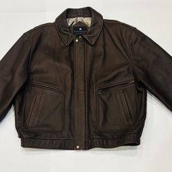 Mens X-Large Consensus Leather Brown Jacket Coat Motorcycle Biker SUPER CLEAN!
