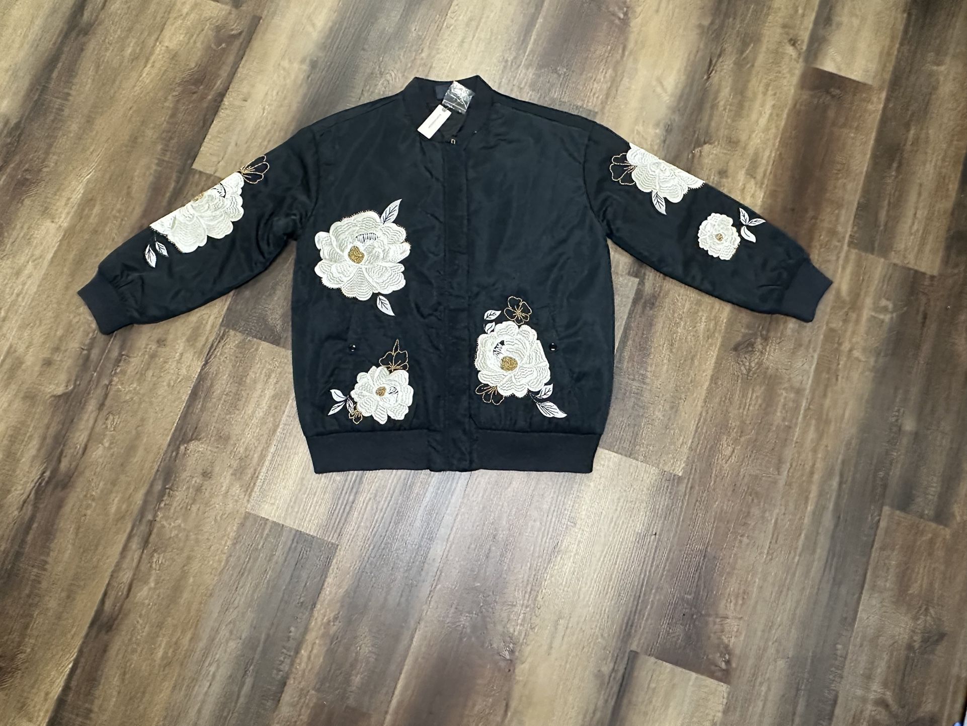 Anthropologie Maeve Embroidered Bomber Jacket 