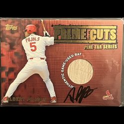 Albert Pujols Rookie Auto Card With  Game Used Piece Of Bat 