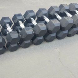 NEW Rubber Hex Dumbbells 5lb - 50lb Dumbbell Pairs Olympic Weights Home Gym Workout Equipment Fitness Weight Set 