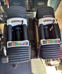PowerBlock 5-125 lbs Adjustable Dumbbells + Stand + 2 sets of handles