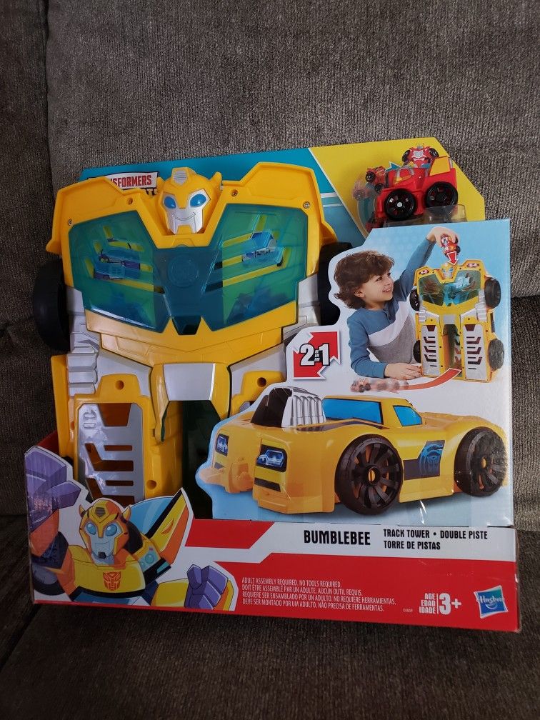 Transformers Playskool Heroes Rescue Bots Academy Bumblebee Track Tower 14" Playset, 2-in-1 Converting Robot
