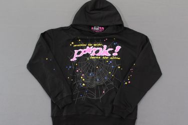 Sp5der Pink Hoodie Black in Size Large