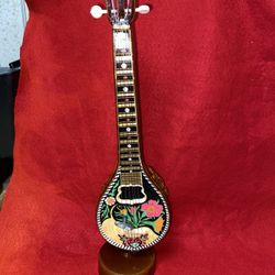 14 Inch without base Floral Design Greek Bouzouki Rotating Musical Box Imported Greece