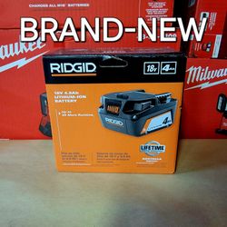 RIDGID
18V Lithium-Ion 4.0 Ah Battery