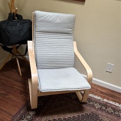 IKEA Poang Chair With Grey Fabric Cushion