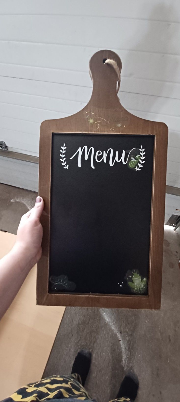 Menu Chalk Board With Tiana Decals On It