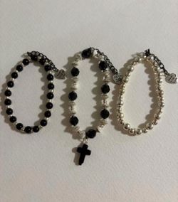 Black and silver beaded bracelets