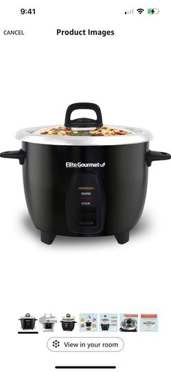 Electric Rice Cooker with Stainless Steel Inner Pot Makes Soups, Stews, Porridge's, Grains and Cereals, 10 cups cooked (5 Cups uncooked), Black
