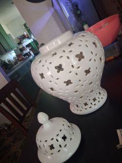 ceramic cut out jar