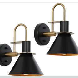 WILON Gold and Black Wall Sconces Set of Two, Modern Farmhouse Wall Light Fixture