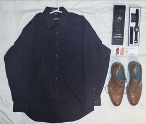 Men's Dress Bundle: Stacy Adams Shoes (12W), Shirt (L) & Smartwatch