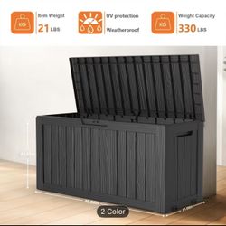 80 Gallon Large Resin Deck Box, Outdoor Lockable Storage Box with Divider for Patio Cushions Storage Furniture, Pool Supplies, Garden Tools, Weatherpr