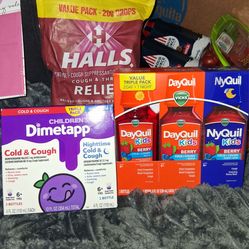 Children's cough medicine and Hall's cough drops