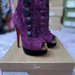 Christian Louboutin LADY BOOTON Purple/Animal Print Size 36
