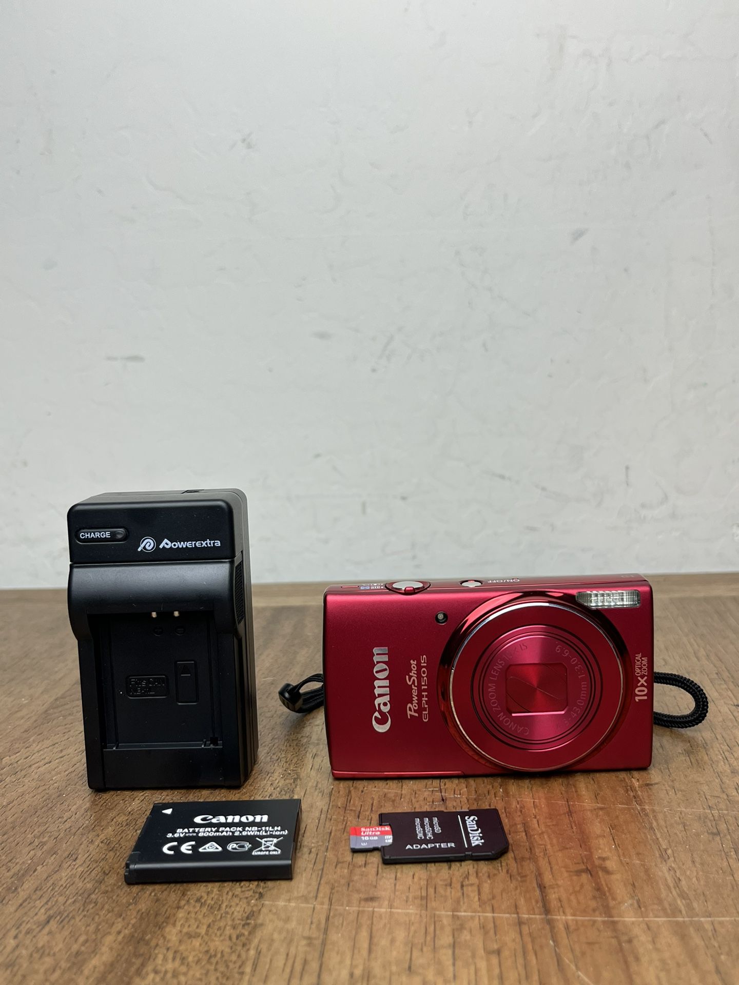Canon PowerShot ELPH 150 IS 20MP Digital Camera 10x Zoom - Red 16 GB Card