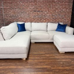 Delivery Available 2pc gray sectional sofa couch with ottoman