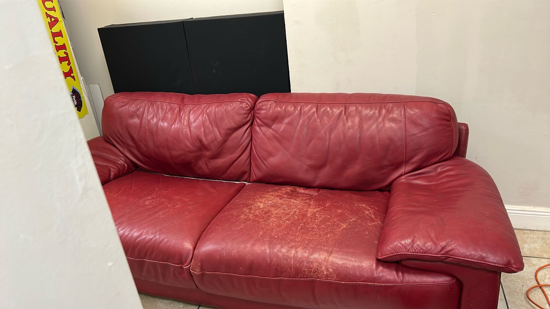 Leather Red Sofa
