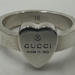 Authentic Trademark Gucci Sterling 925 Silver Heart Ring Size 16/ 7.5