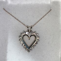 10k Gold Diamond Heart Pendant With 10k Gold Chain