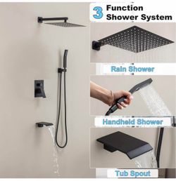 3-Function Matte Black Shower System Set