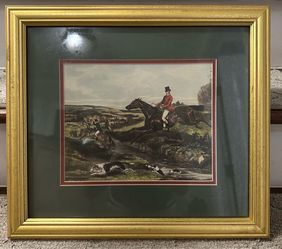 VINTAGE OLD ENGLISH PAINTING (THE FOX AND THE HOUND)