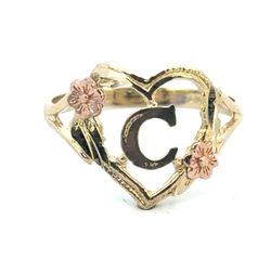Woman’s Ladies 10k Two Toned Rose Yellow Gold Initial C In a Heart Ring Size 7 GP3122294