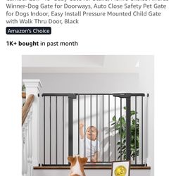 Black Walk Through 29.7-48" Baby Gate for Stairs, 