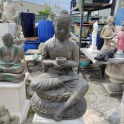 Concrete Resin Fiberglass Buddha Statue / Cement Fiberglass Backyard Patio Buddhas