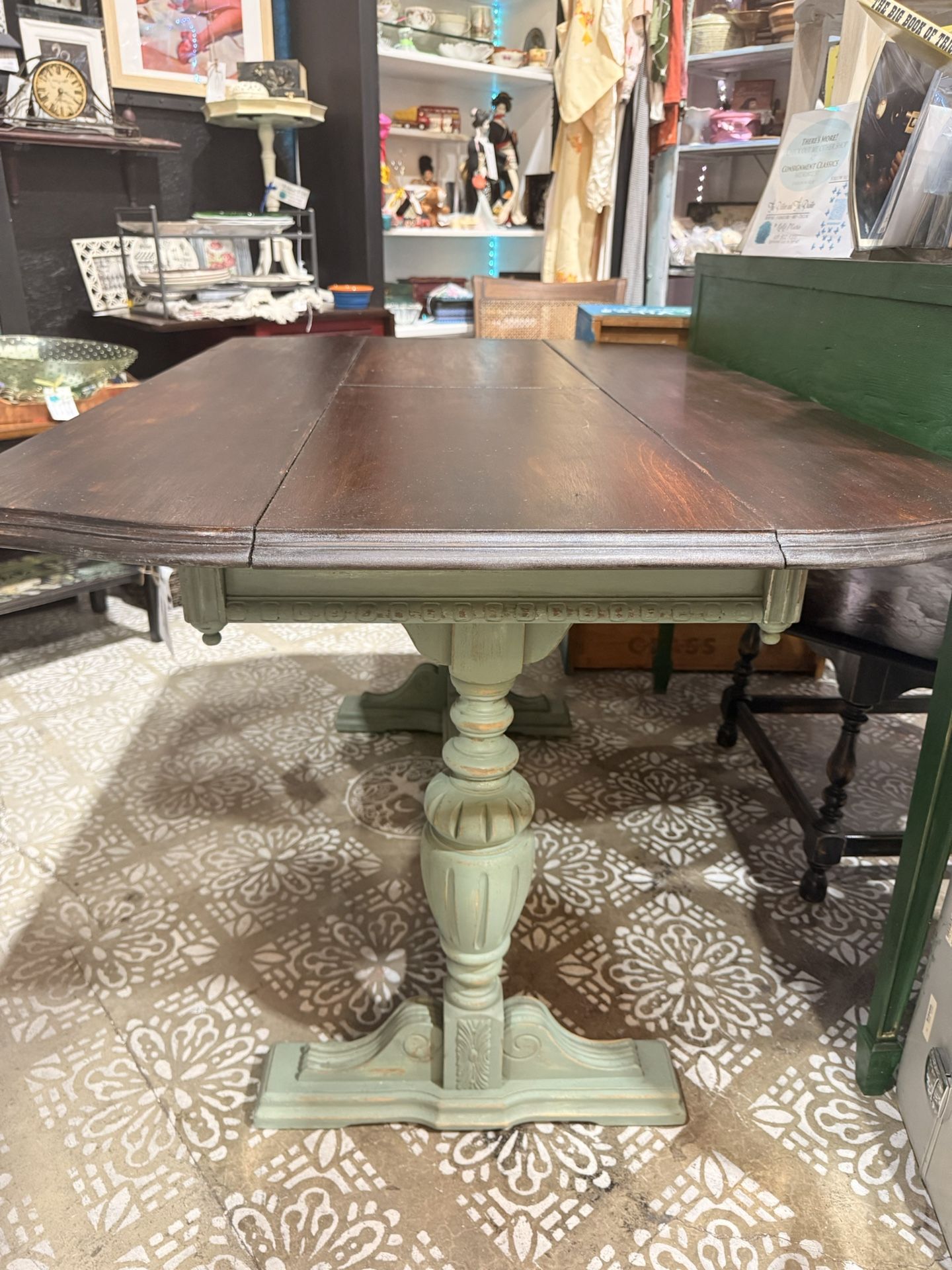Hand Painted And Refurbished Butterfly Leaf Dining Table / Entry Table / Console Table