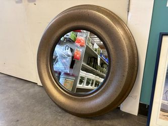 Modern Bronzed Border Round Mirror