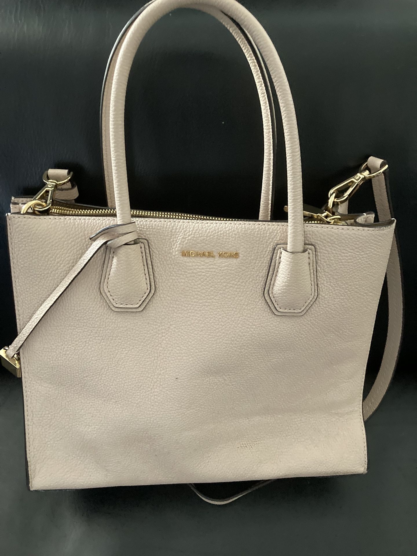 New Michael Kors Mercer leather Accordion gussets crossbody Bag soft pink gold