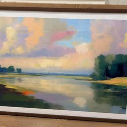 Pastel River Abstract Landscape Wall Art