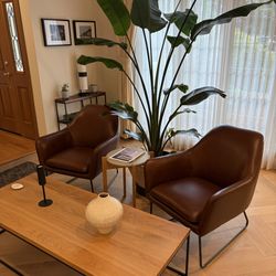 Crate and Barrel Set of Leather Accent Chairs