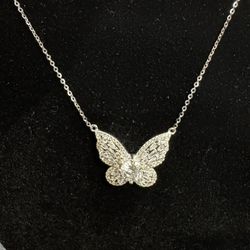 Real Moissanite Butterfly Necklace (925 Silver)