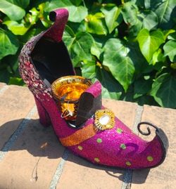 Halloween witch shoe candle holder