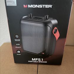 Monster MFS 1 -Wireless Bluetooth Speaker with 40W Loud Stereo Sound, Outdoor Speakers with Handle, 12 Hour Playtime, Open Box Never Used