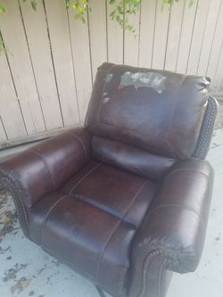 Brown leather recliner
